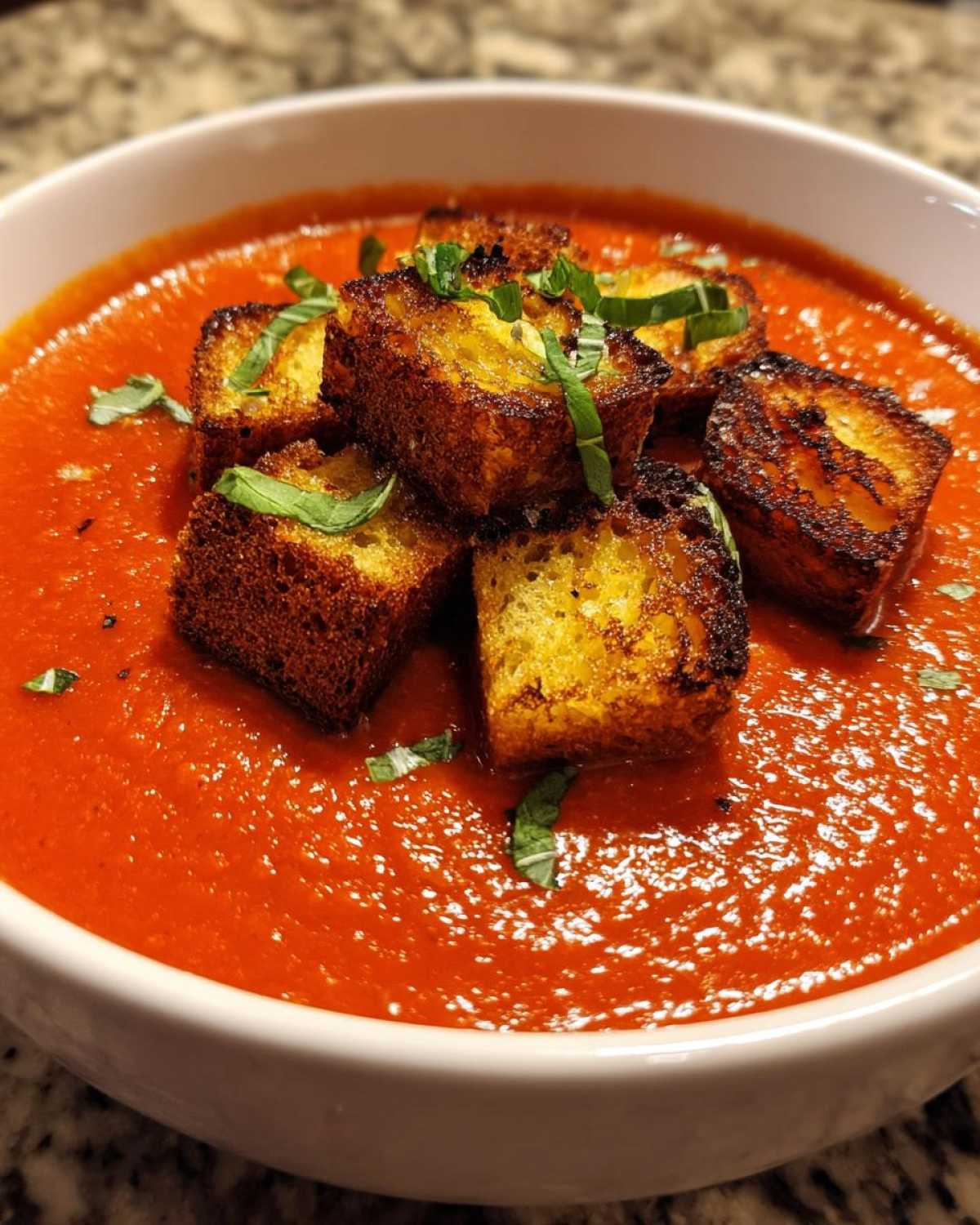 Creamy Tomato Basil Soup with Grilled Cheese Croutons (Cozy Upgrade) - detail 4