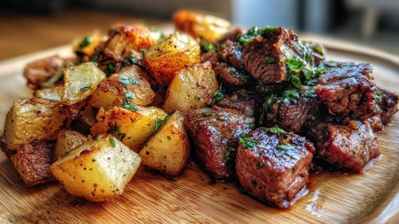Garlic Butter Steak Bites with Crispy Potatoes (Better Than Steakhouse)
