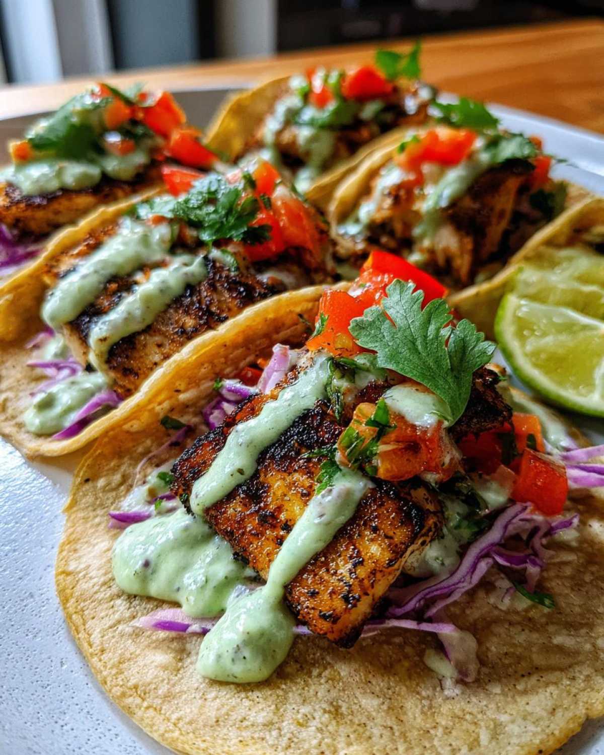 Grilled Fish Tacos with Avocado Crema (Fresh & Light Dinner) - detail 3