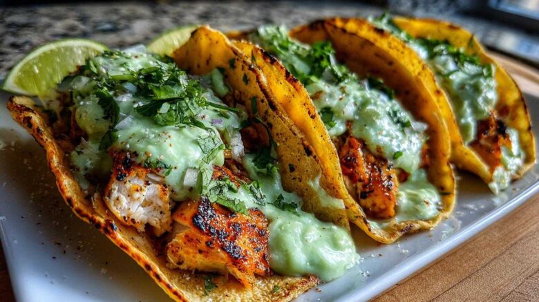 Grilled Fish Tacos with Avocado Crema (Fresh & Light Dinner)