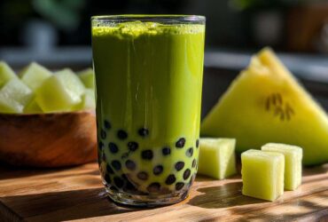Honeydew Matcha Bubble Tea (DIY Boba at Home)
