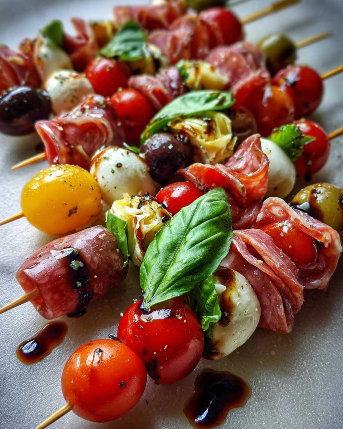 Italian Antipasto Skewers (No-Cook Party Snack on a Stick) - detail 3