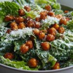 Kale Caesar Salad with Crispy Chickpeas (Healthy Crunchy Twist)