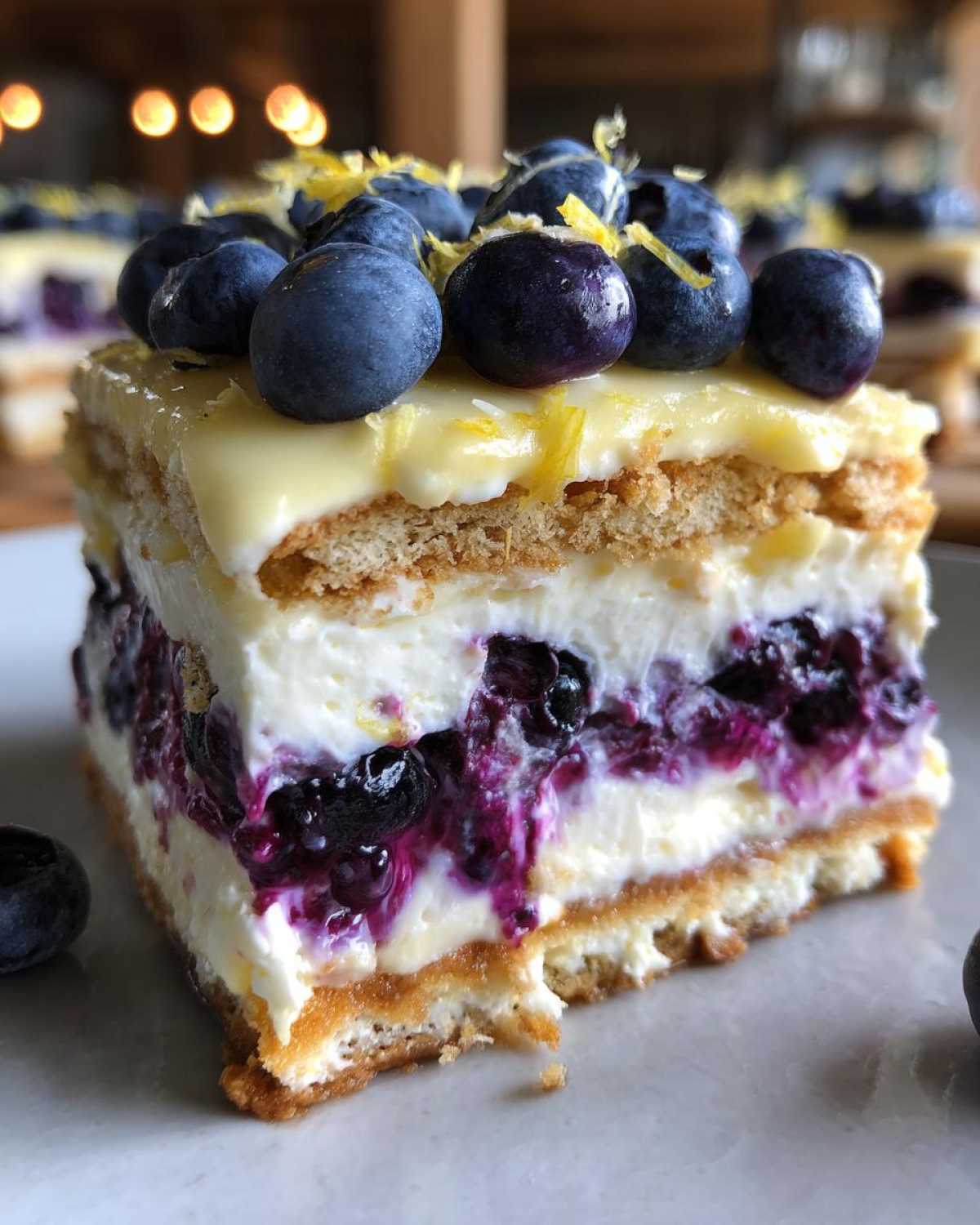 Lemon Blueberry Icebox Cake (No Bake Summer Dream) - detail 2