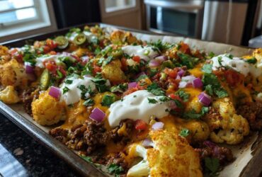 Loaded Cauliflower Nachos (Keto Game Day Snack with All the Fixings)