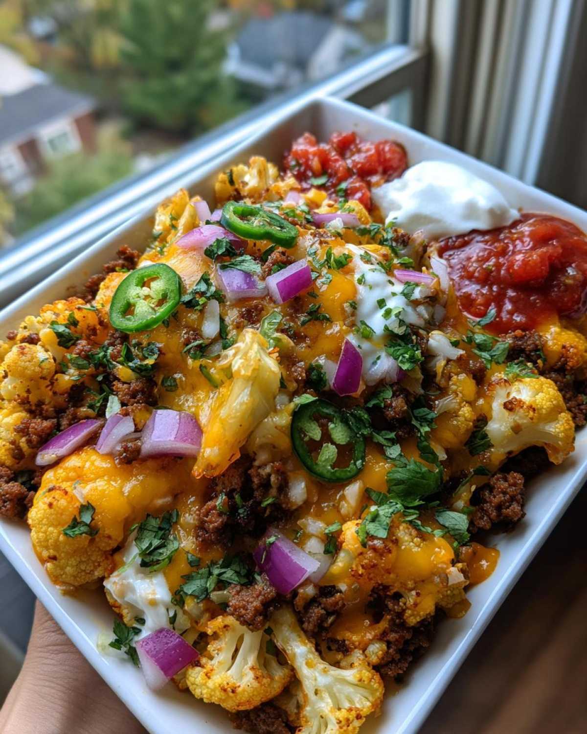 Loaded Cauliflower Nachos (Keto Game Day Snack with All the Fixings) - detail 4