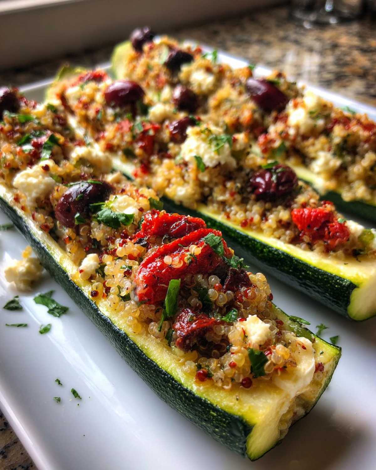 Mediterranean Stuffed Zucchini Boats (Healthy Dinner, Big Flavor) - detail 1