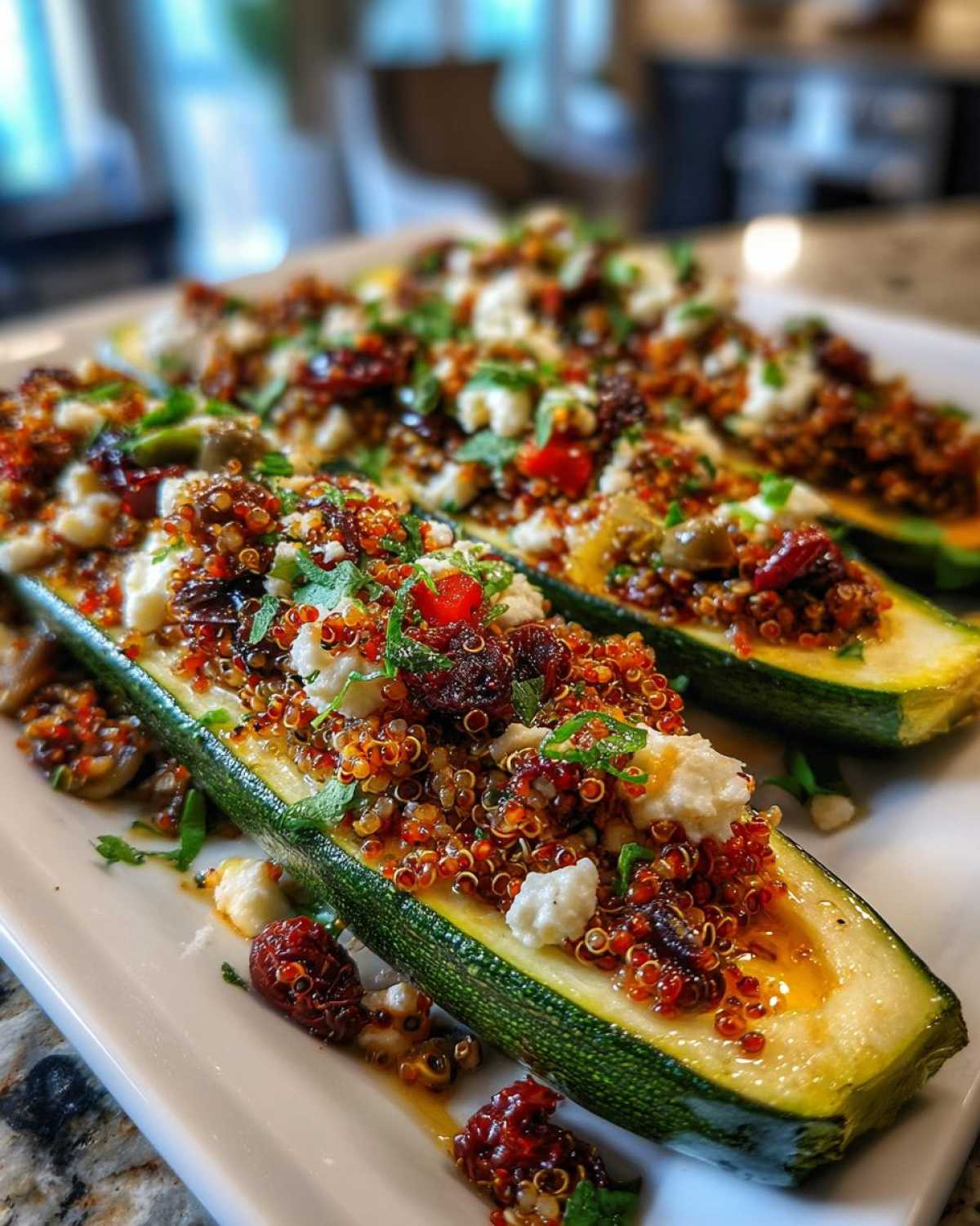 Mediterranean Stuffed Zucchini Boats (Healthy Dinner, Big Flavor) - detail 2