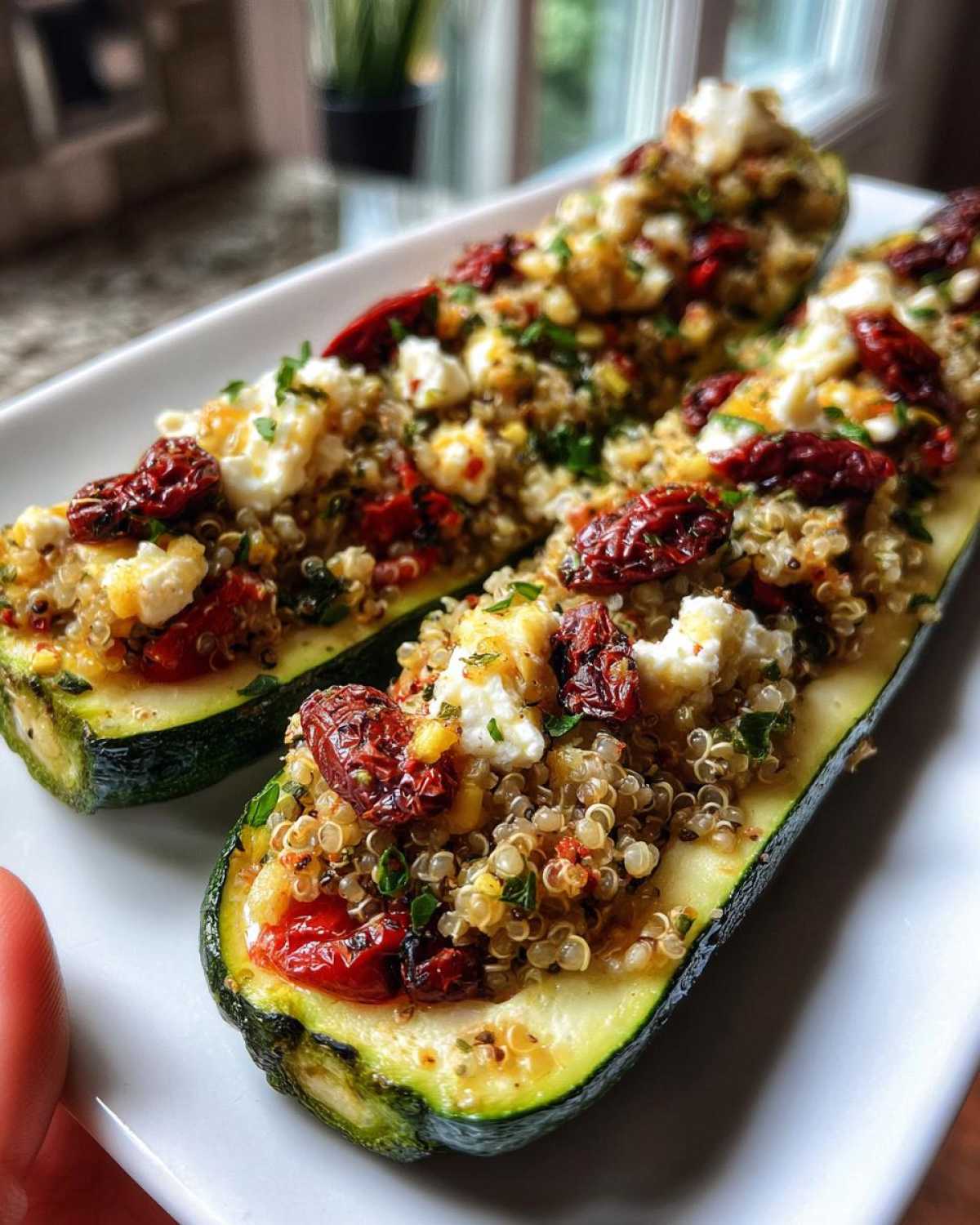 Mediterranean Stuffed Zucchini Boats (Healthy Dinner, Big Flavor) - detail 3