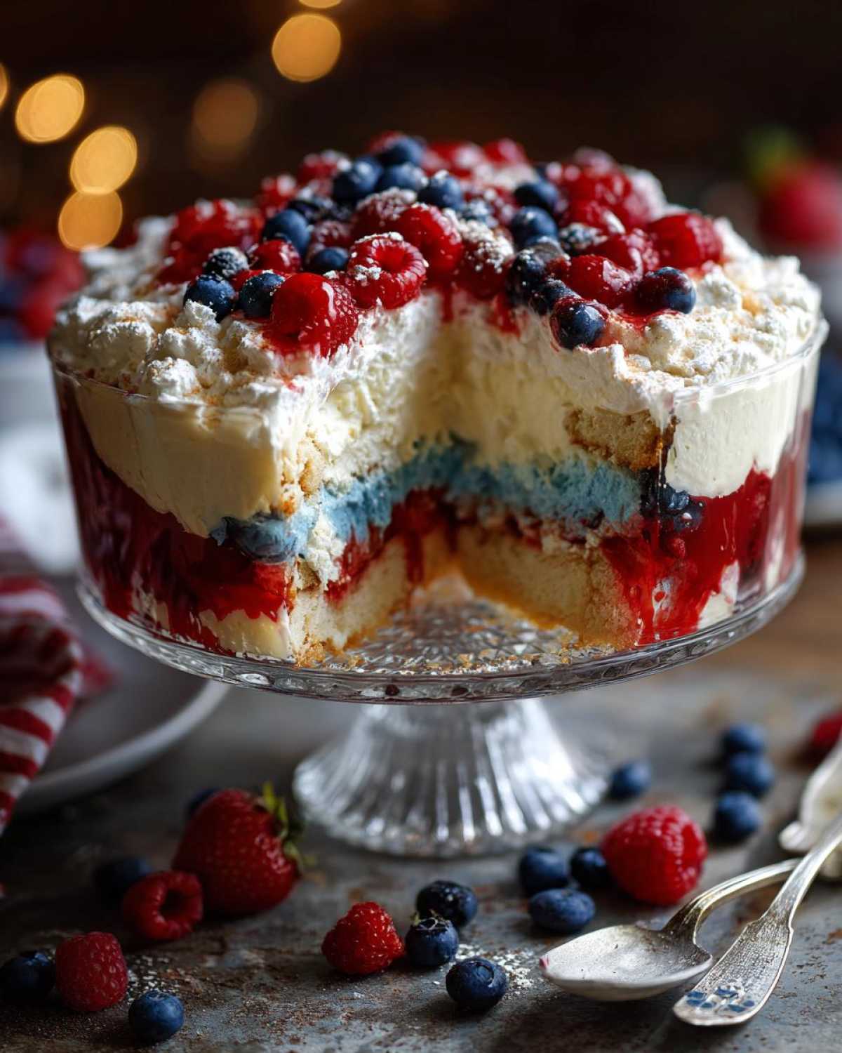 Patriotic Berry Trifle (Red, White & Blue No-Bake Dessert) - detail 1