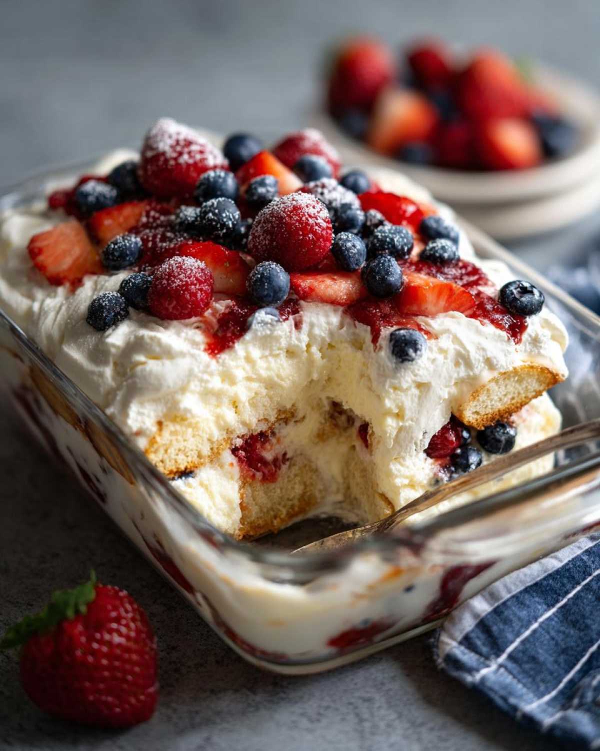 Patriotic Berry Trifle (Red, White & Blue No-Bake Dessert) - detail 3