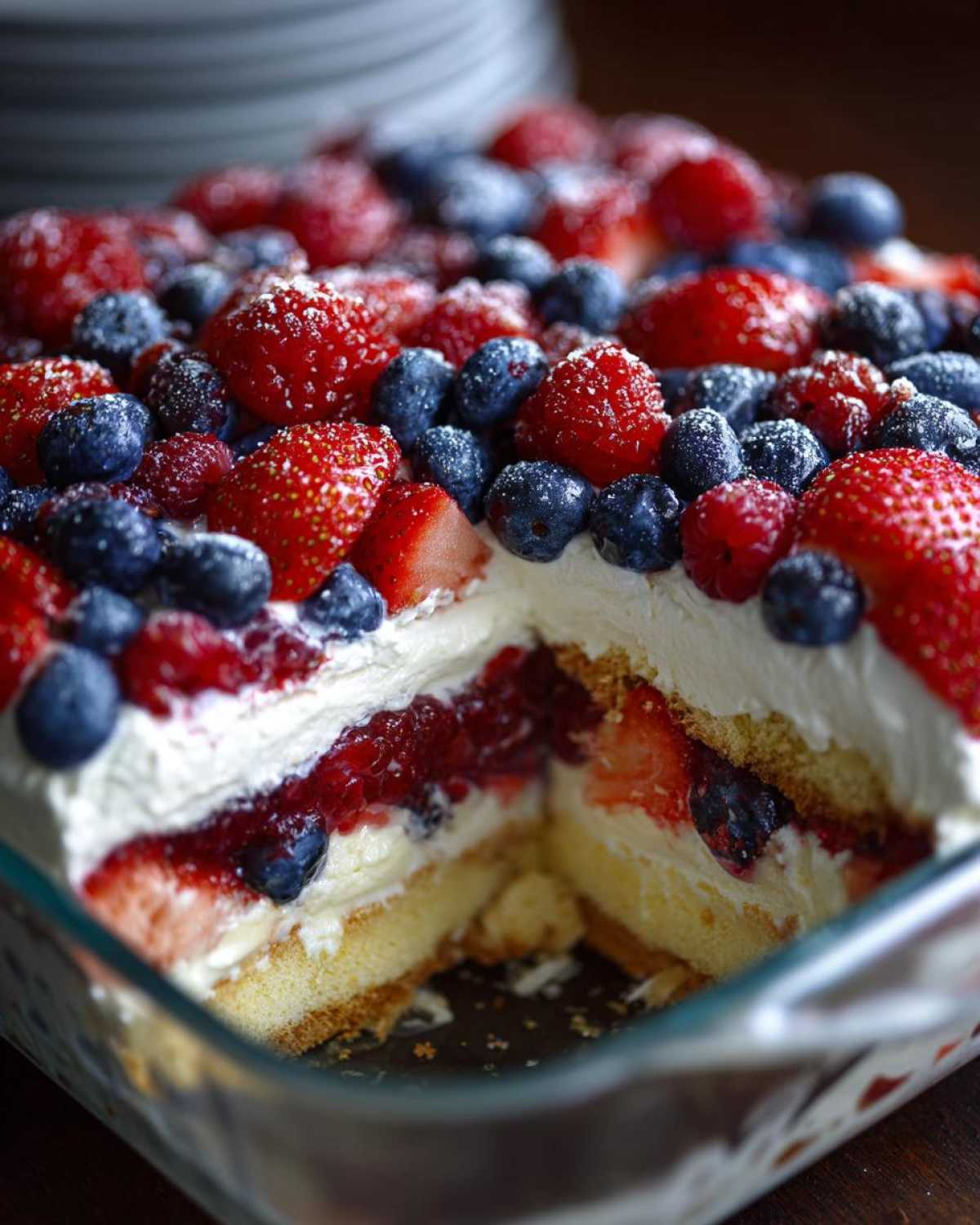 Patriotic Berry Trifle (Red, White & Blue No-Bake Dessert) - detail 4