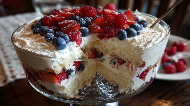 Patriotic Berry Trifle (Red, White & Blue No-Bake Dessert)