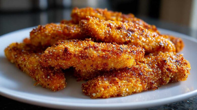 Quinoa Crusted Chicken Tenders (Gluten-Free Crunchy Bake)