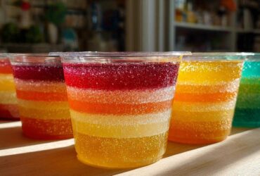 Rainbow Fruit Jello Cups (Kids’ Party Treat, No Artificial Dye)