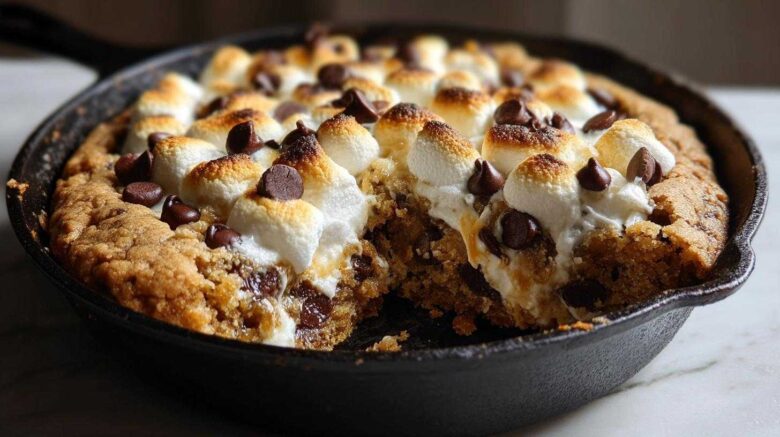 S’mores Skillet Cookie (Campfire Flavor, Oven Easy)