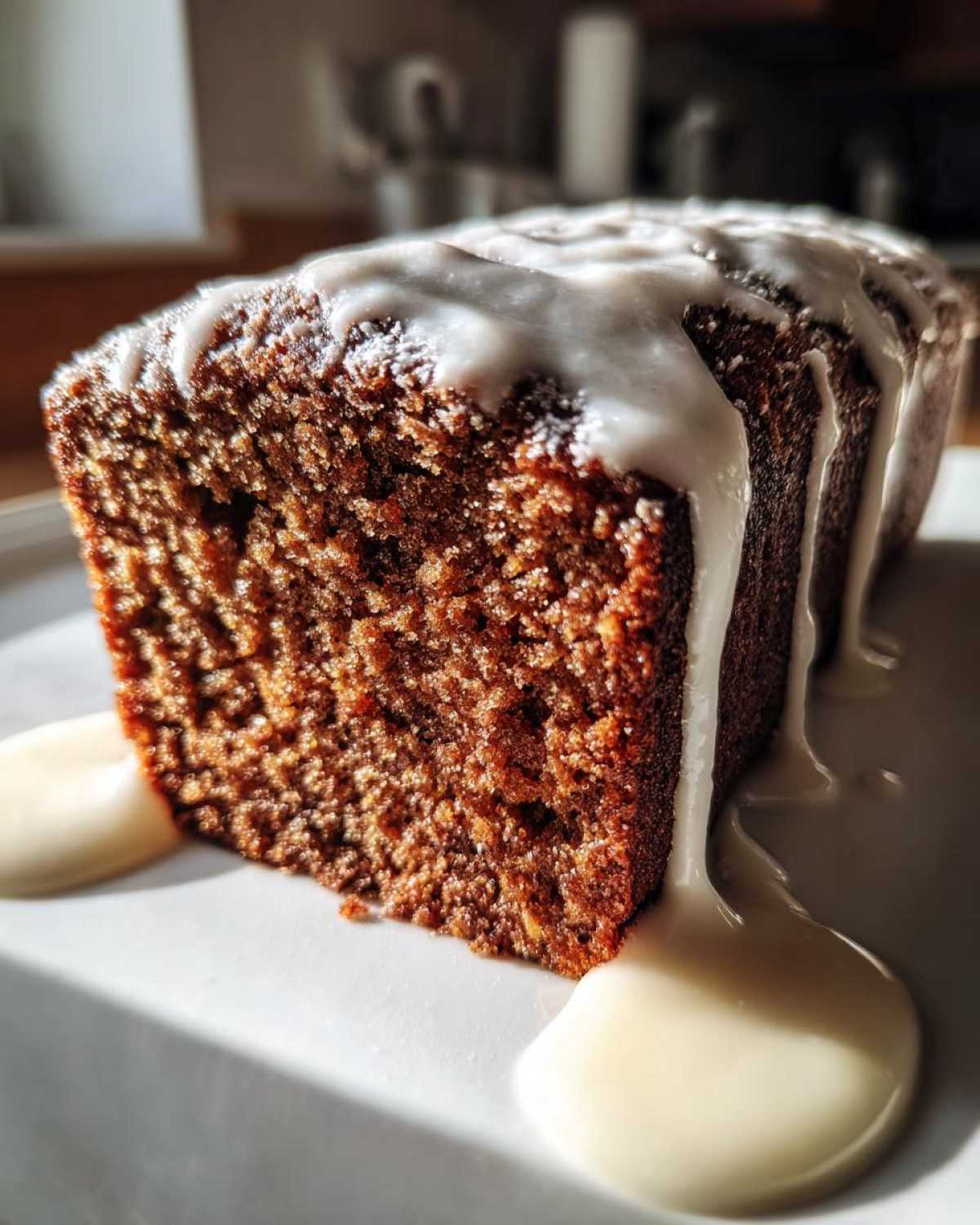 Spiced Gingerbread Loaf with Vanilla Glaze (Holiday Baking Smells Amazing) - detail 1