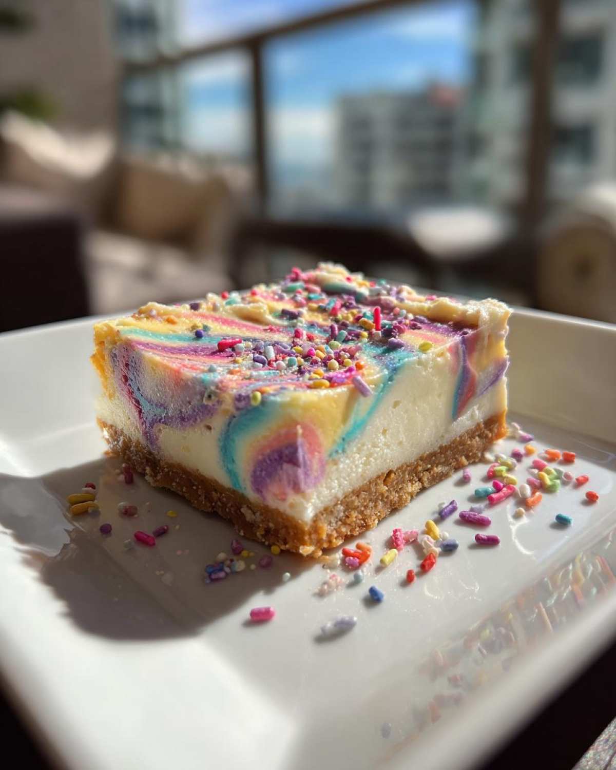 Unicorn Cheesecake Bars (Colorful Swirl Kids Will Love) - detail 3