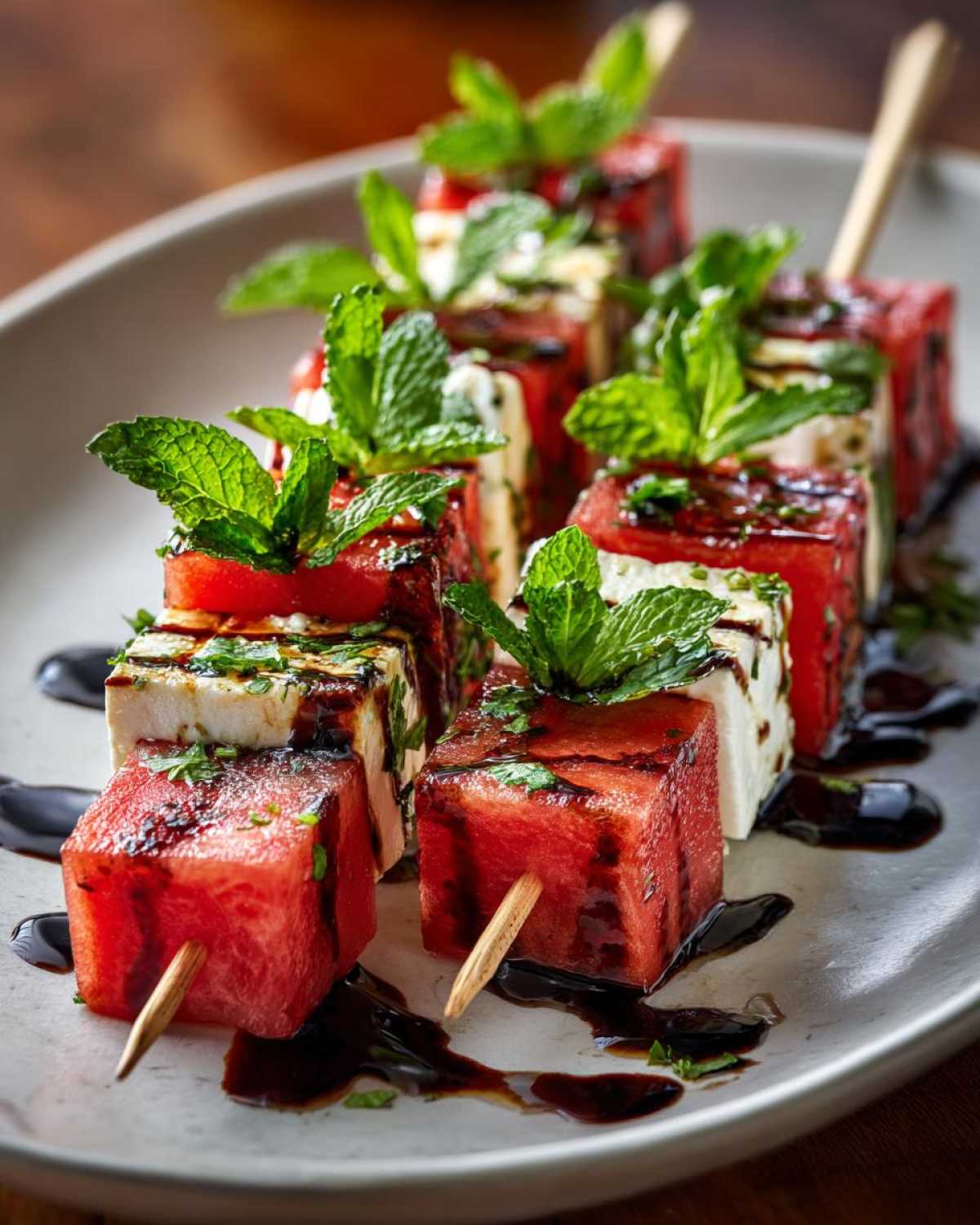 Watermelon Feta Skewers with Balsamic Drizzle (Refreshing Summer Bite) - detail 1