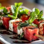 Watermelon Feta Skewers with Balsamic Drizzle (Refreshing Summer Bite)