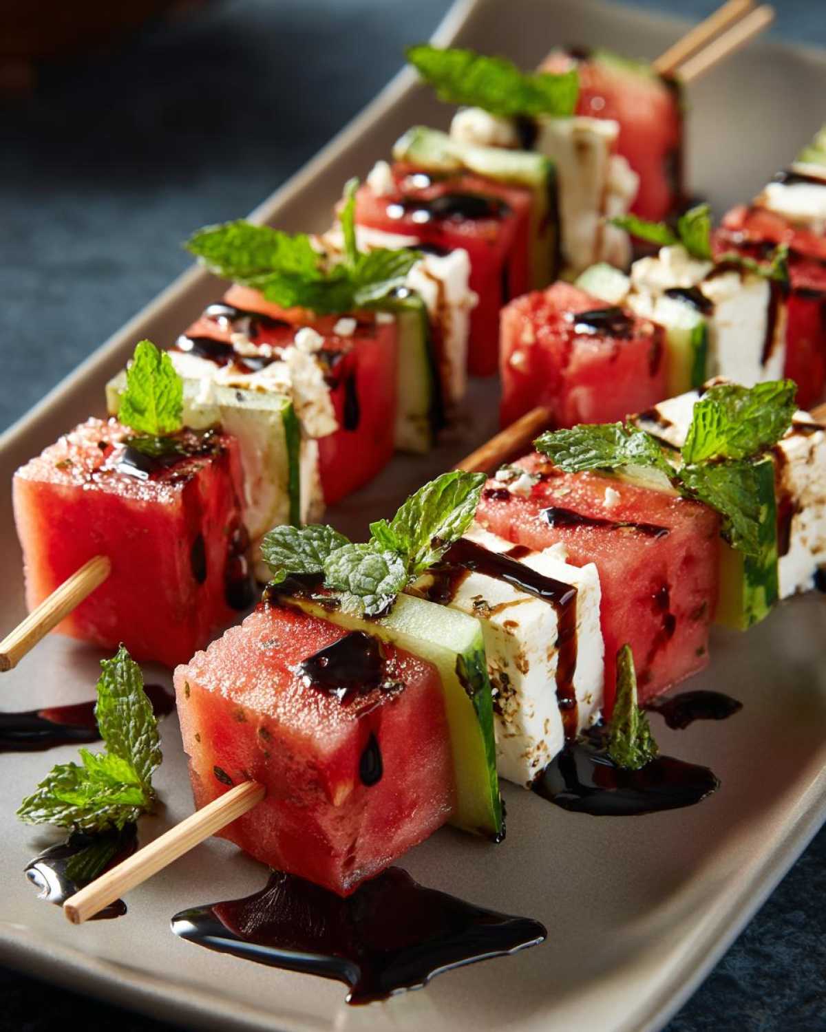 Watermelon Feta Skewers with Balsamic Drizzle (Refreshing Summer Bite) - detail 2