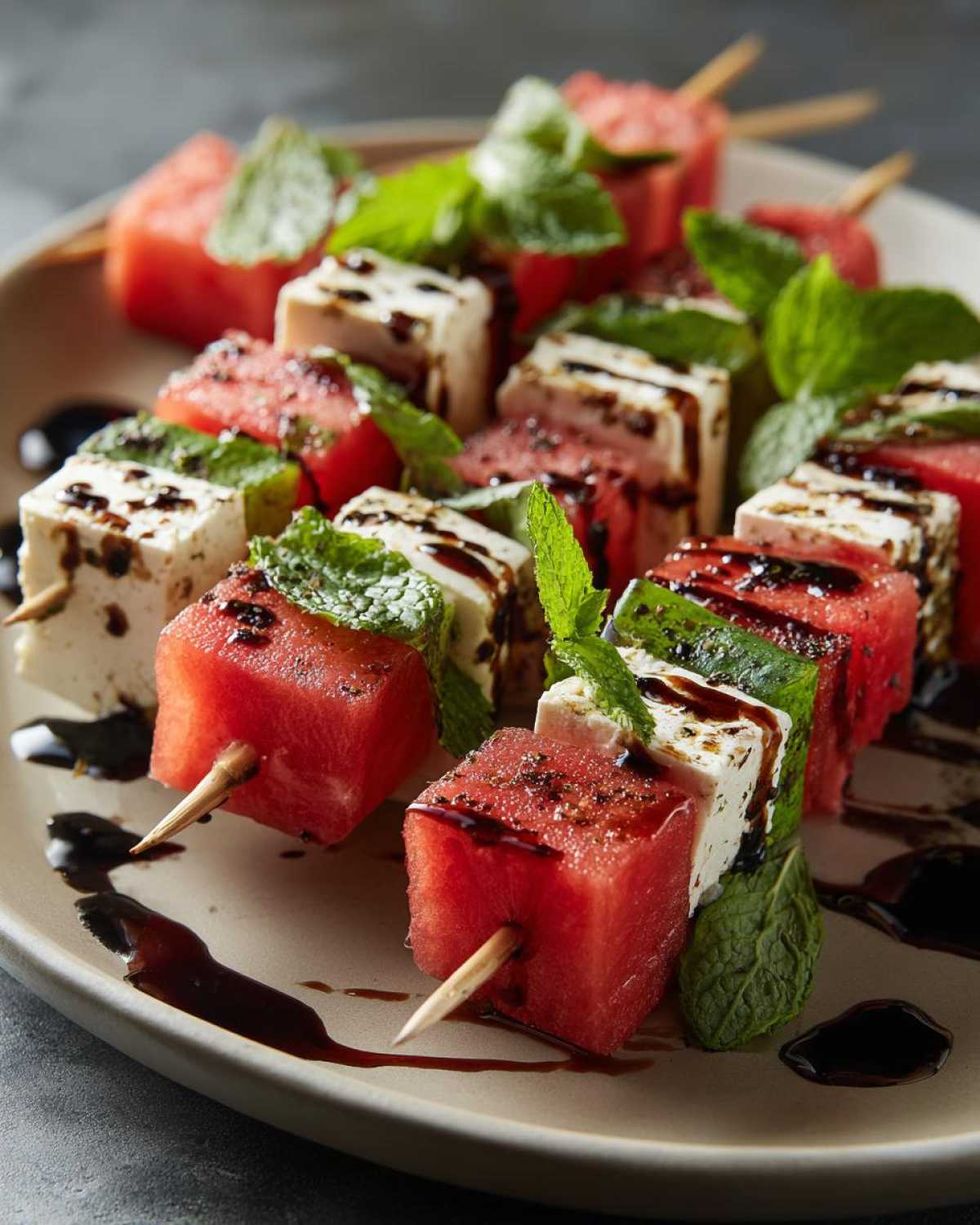 Watermelon Feta Skewers with Balsamic Drizzle (Refreshing Summer Bite) - detail 4