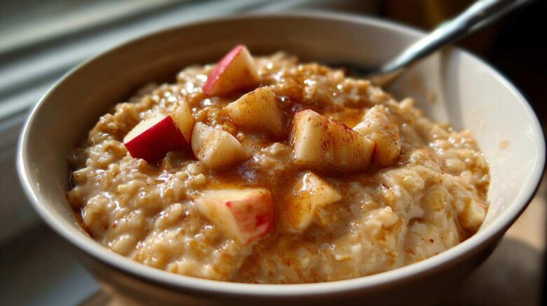 15-Minute Apple Cinnamon Oatmeal with Maple Swirl