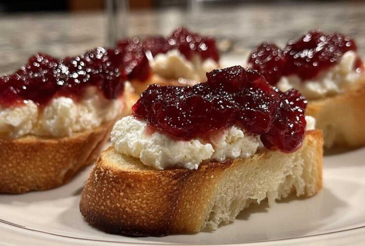 5-Ingredient Cranberry Goat Cheese Crostini