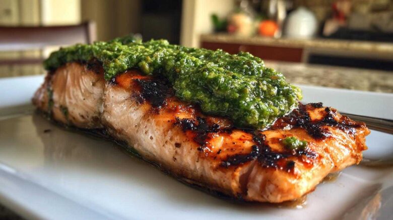 Avocado Pesto Grilled Salmon