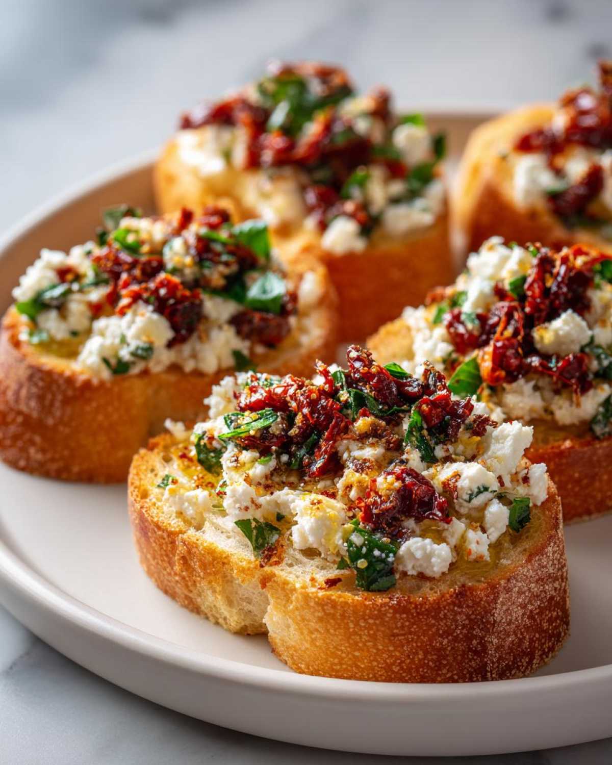 Herbed Feta Bruschetta with Sun-Dried Tomatoes - detail 2