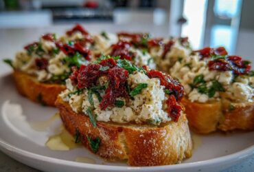 Herbed Feta Bruschetta with Sun-Dried Tomatoes