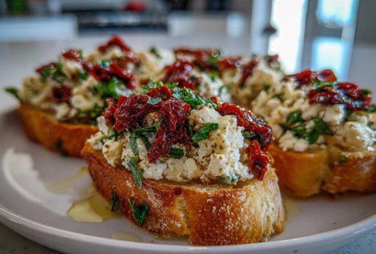 Herbed Feta Bruschetta with Sun-Dried Tomatoes
