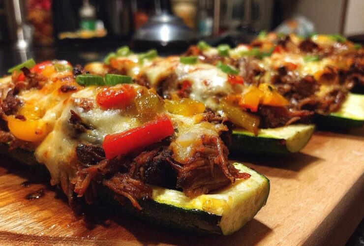 Philly Cheesesteak Stuffed Zucchini