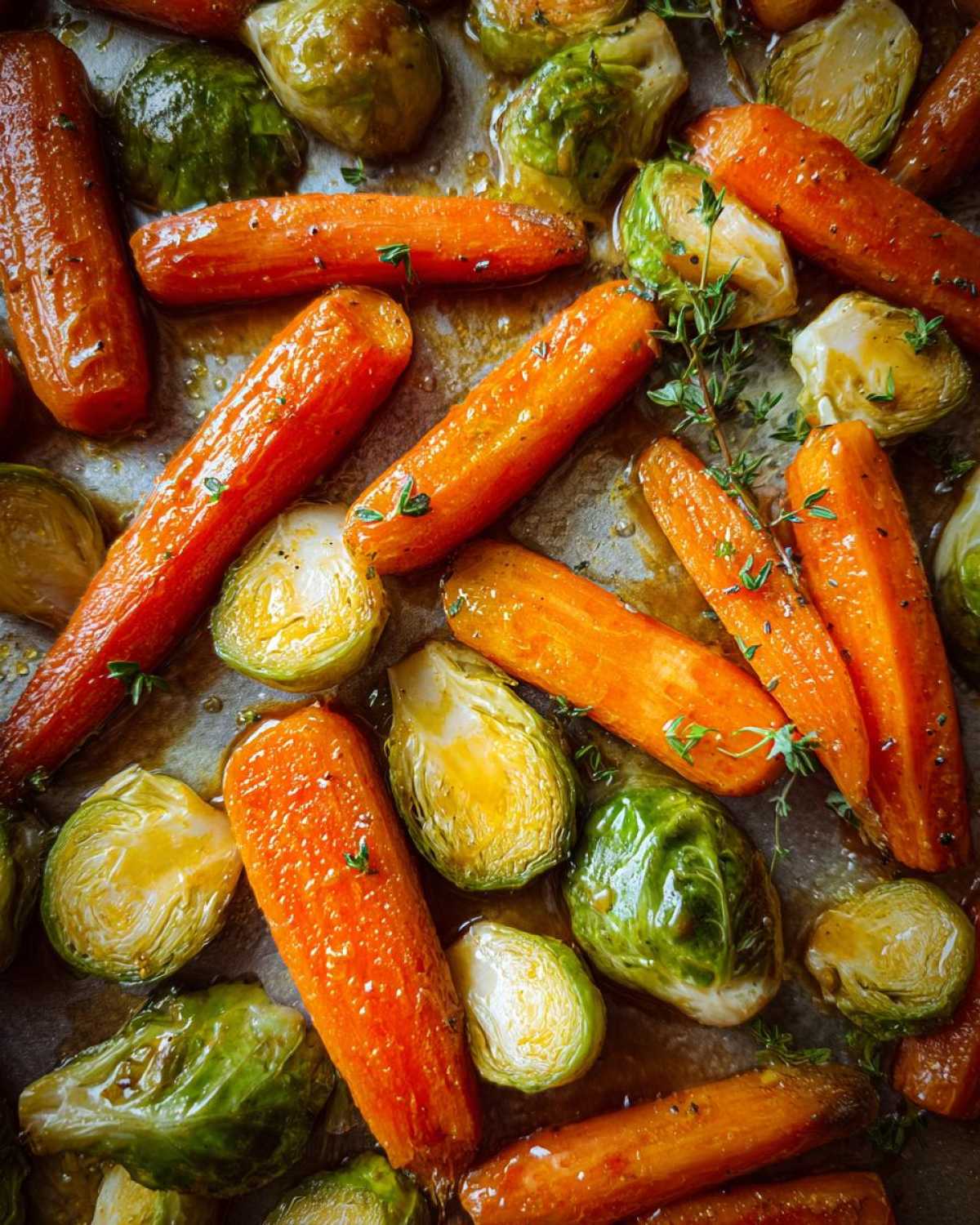 Sheet Pan Honey Glazed Carrots and Brussels - detail 1