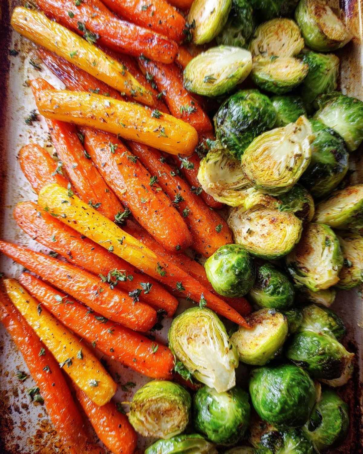 Sheet Pan Honey Glazed Carrots and Brussels - detail 2