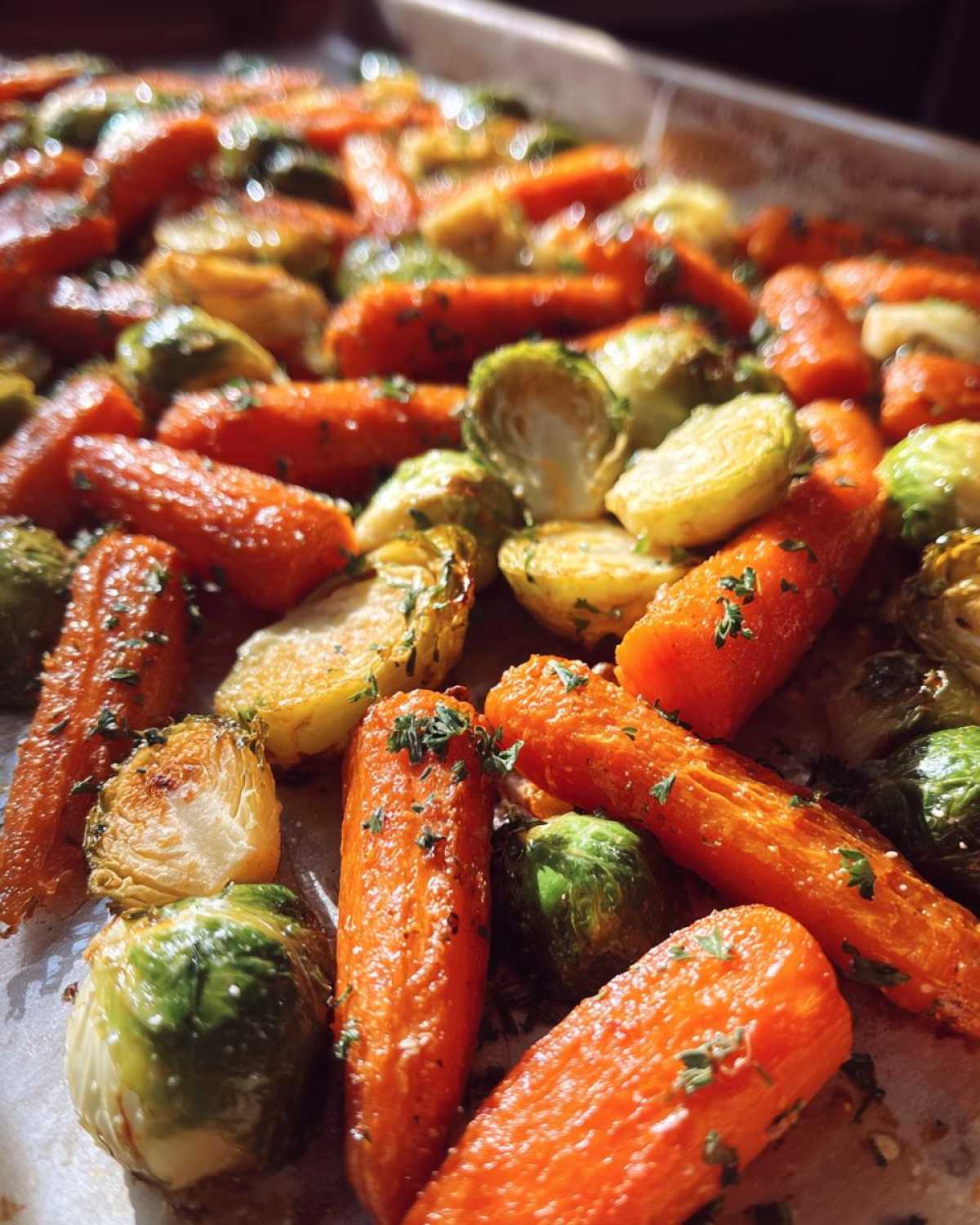 Sheet Pan Honey Glazed Carrots and Brussels - detail 3