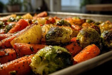 Sheet Pan Honey Glazed Carrots and Brussels
