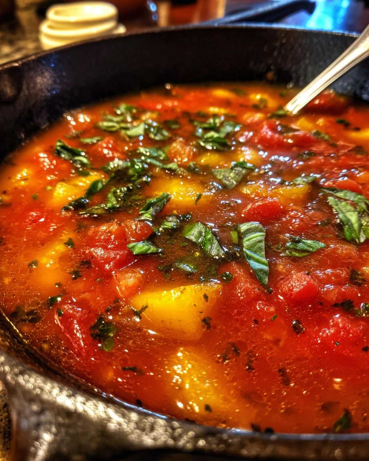 Tomato Basil Skillet Soup - detail 2