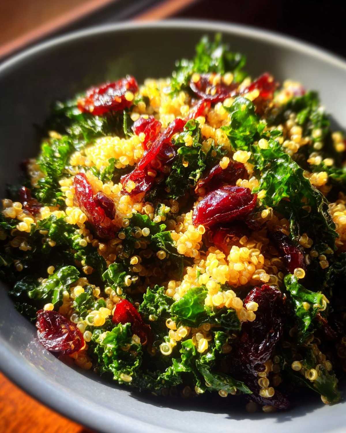 Warm Quinoa Kale Salad with Cranberries - detail 1