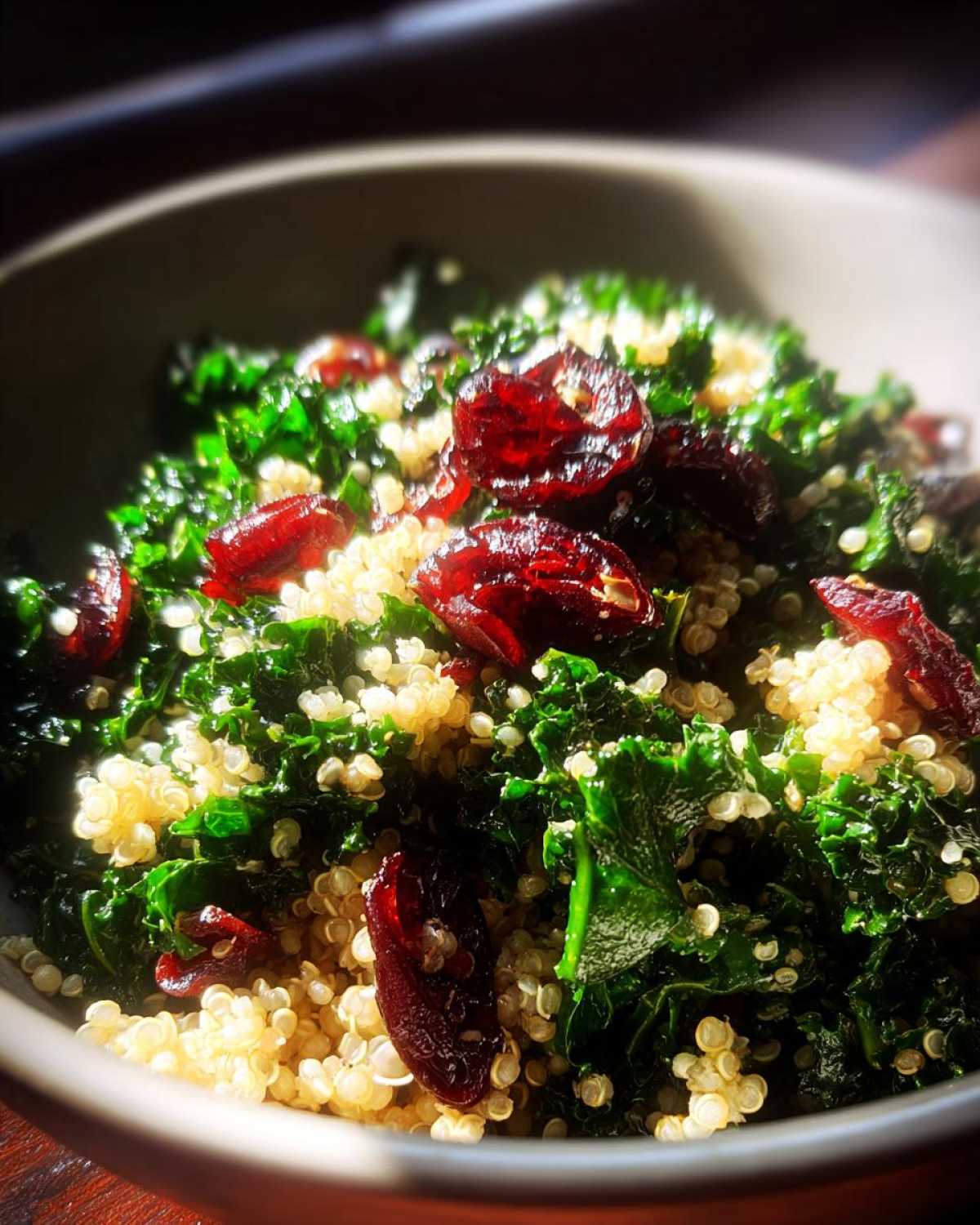 Warm Quinoa Kale Salad with Cranberries - detail 2