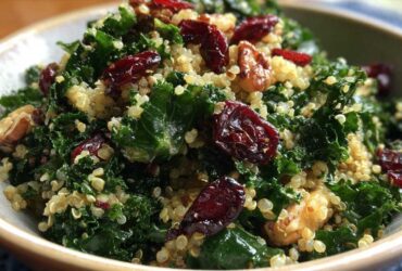Warm Quinoa Kale Salad with Cranberries