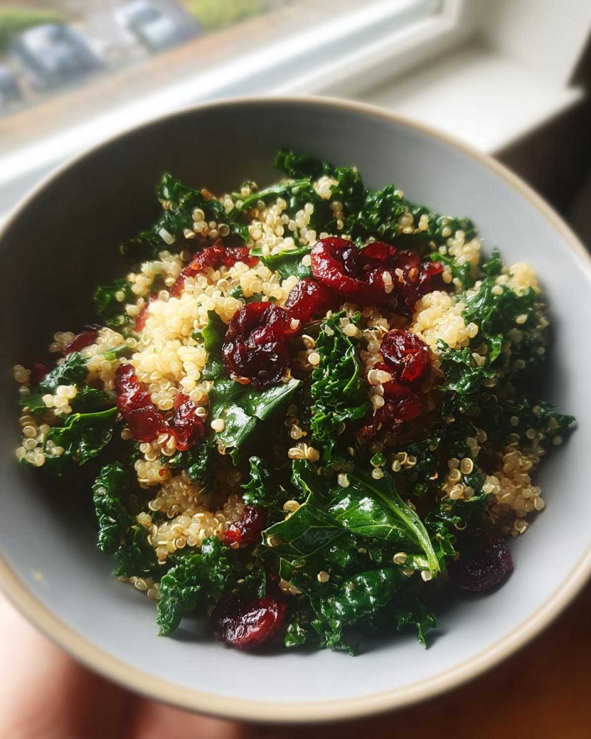 Warm Quinoa Kale Salad with Cranberries - detail 4