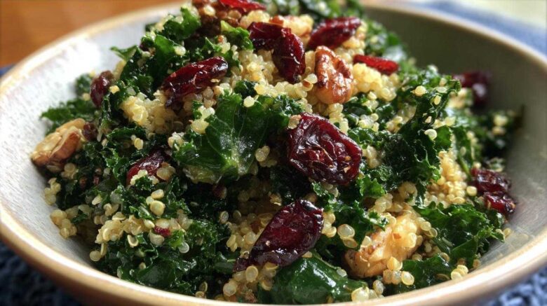 Warm Quinoa Kale Salad with Cranberries