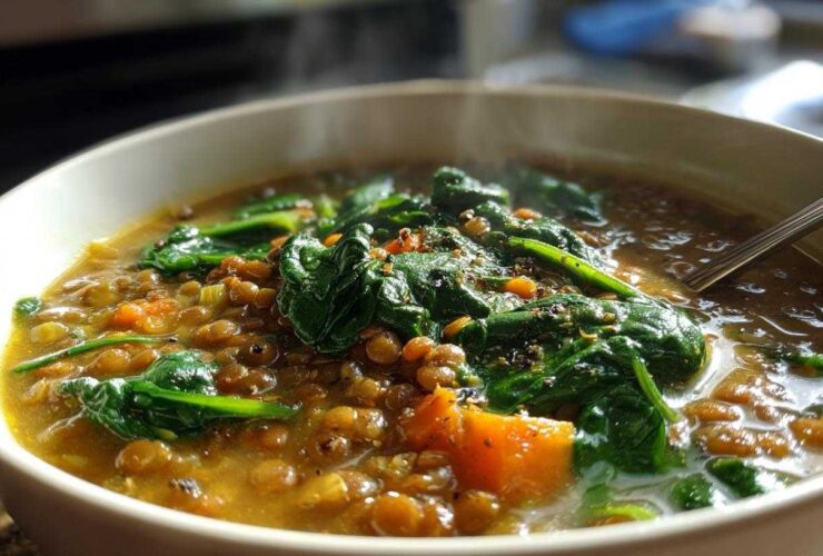 Lentil Soup with Spinach and Lemon