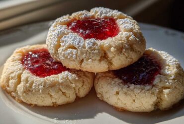 Raspberry Almond Thumbprint Cookies