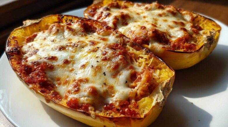 Spaghetti Squash Lasagna Boats