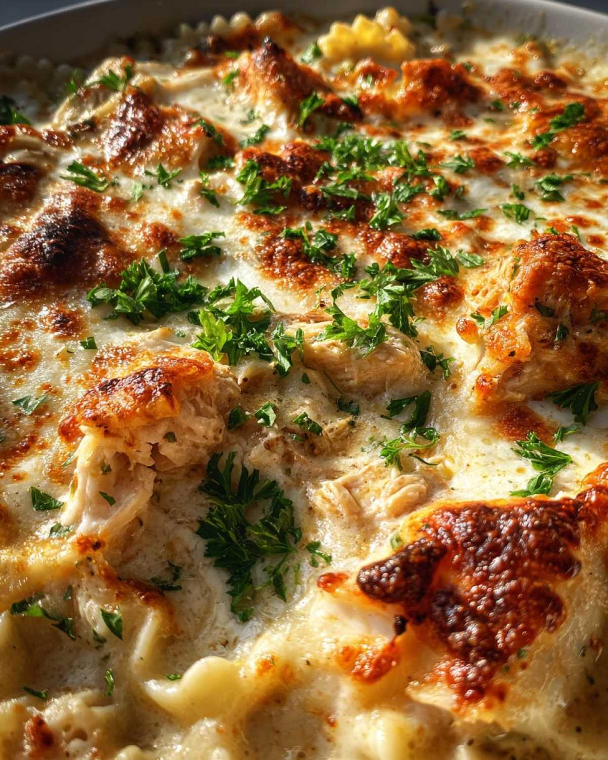 creamy white chicken lasagna soup - detail 1