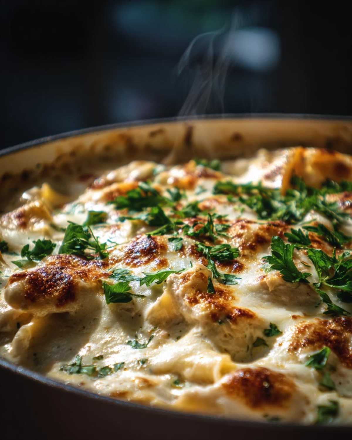 creamy white chicken lasagna soup - detail 4