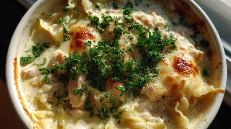 creamy white chicken lasagna soup