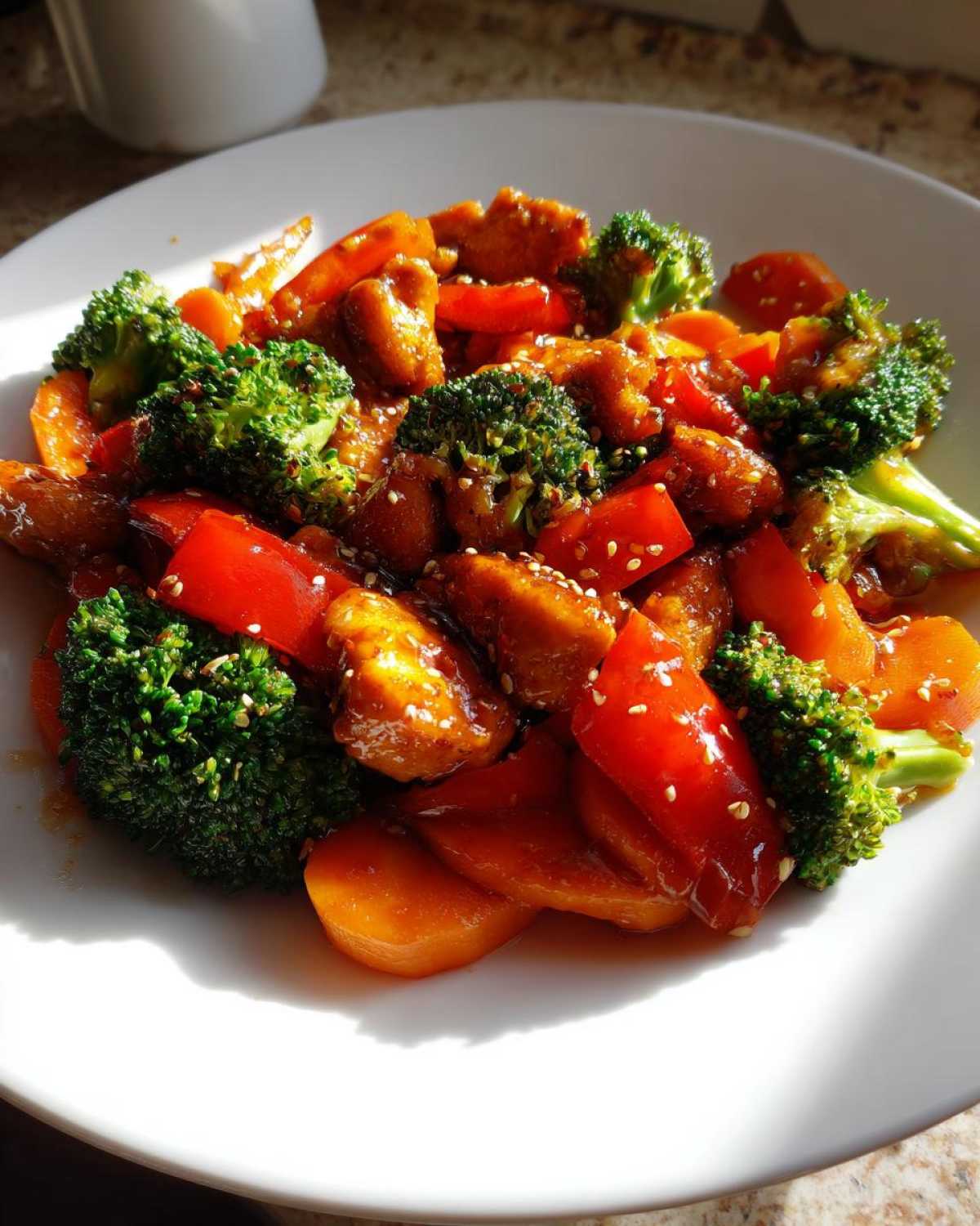 honey garlic chicken stir fry - detail 2